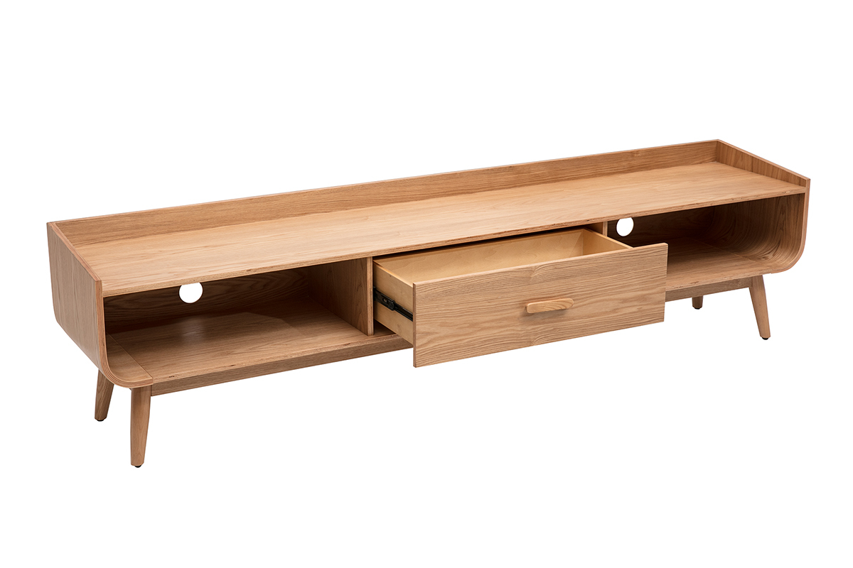 Meuble TV scandinave bois clair fr�ne L200 cm HALLEN