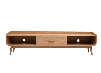 Meuble TV scandinave bois clair fr&ecirc;ne L200 cm HALLEN