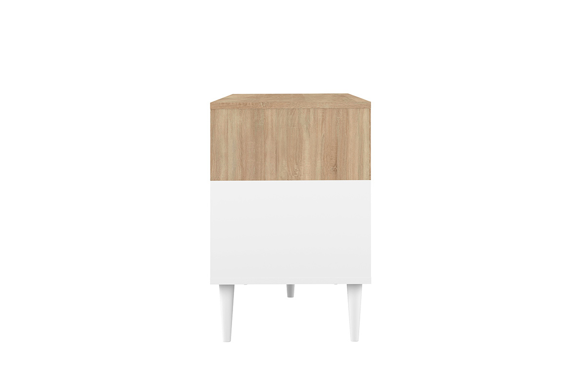 Meuble TV scandinave bois et blanc STRIPE