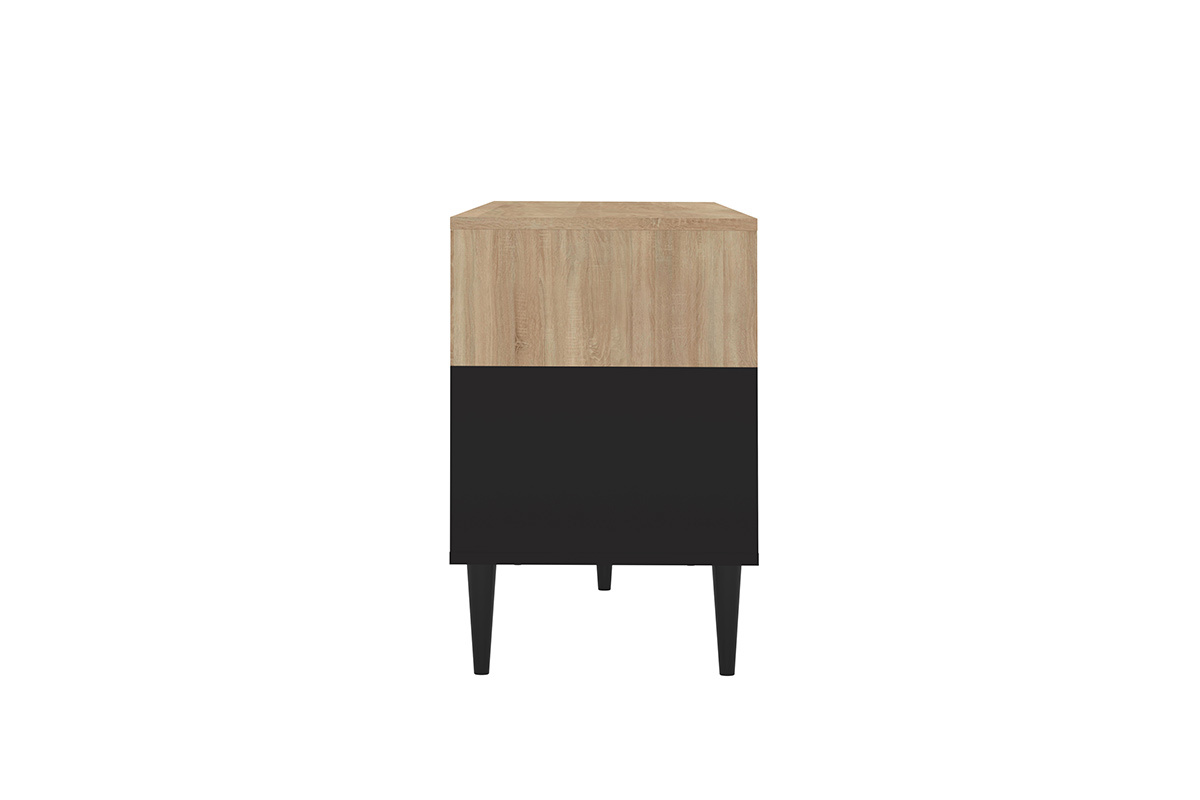 Meuble TV scandinave bois et noir STRIPE