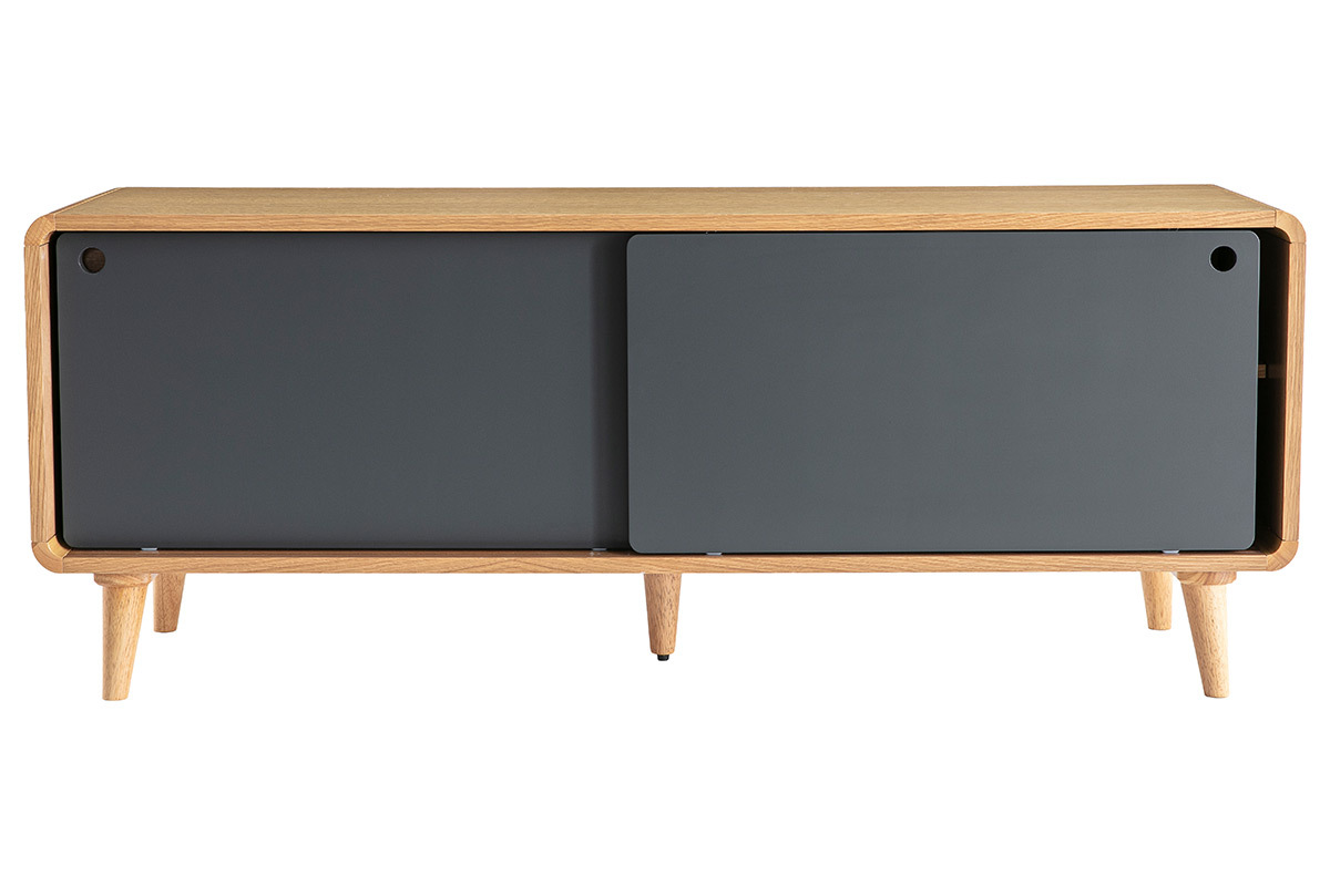 Meuble TV scandinave chne clair et gris COPENHAGUE