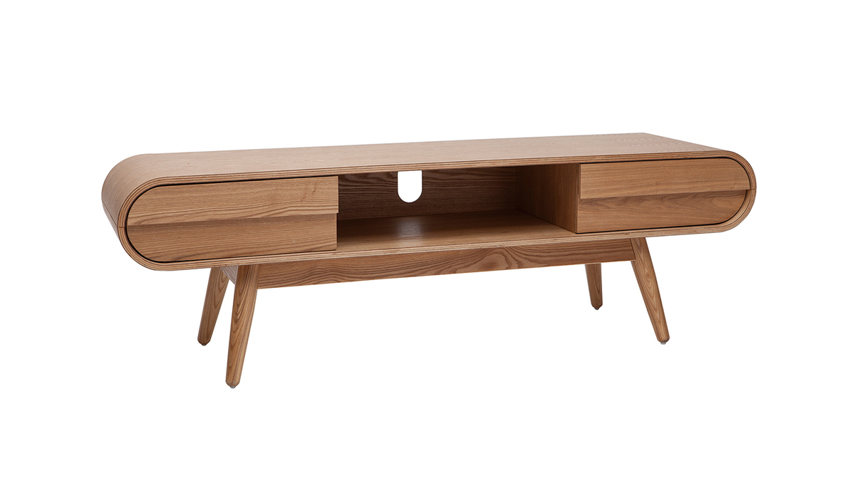 Meuble TV scandinave en bois clair 2 tiroirs L150 cm BALTIK