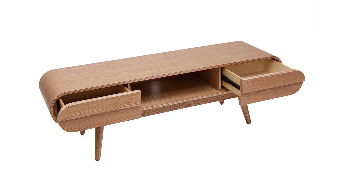 Meuble TV scandinave en bois clair 2 tiroirs L150 cm BALTIK