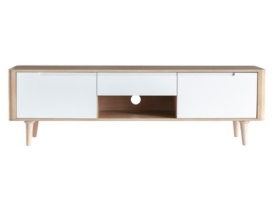 Meuble TV scandinave fr&ecirc;ne et blanc GOTLAND