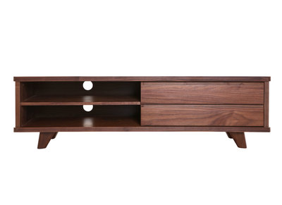 Meuble TV vintage bois foncé avec tiroirs L140 cm FIFTIES