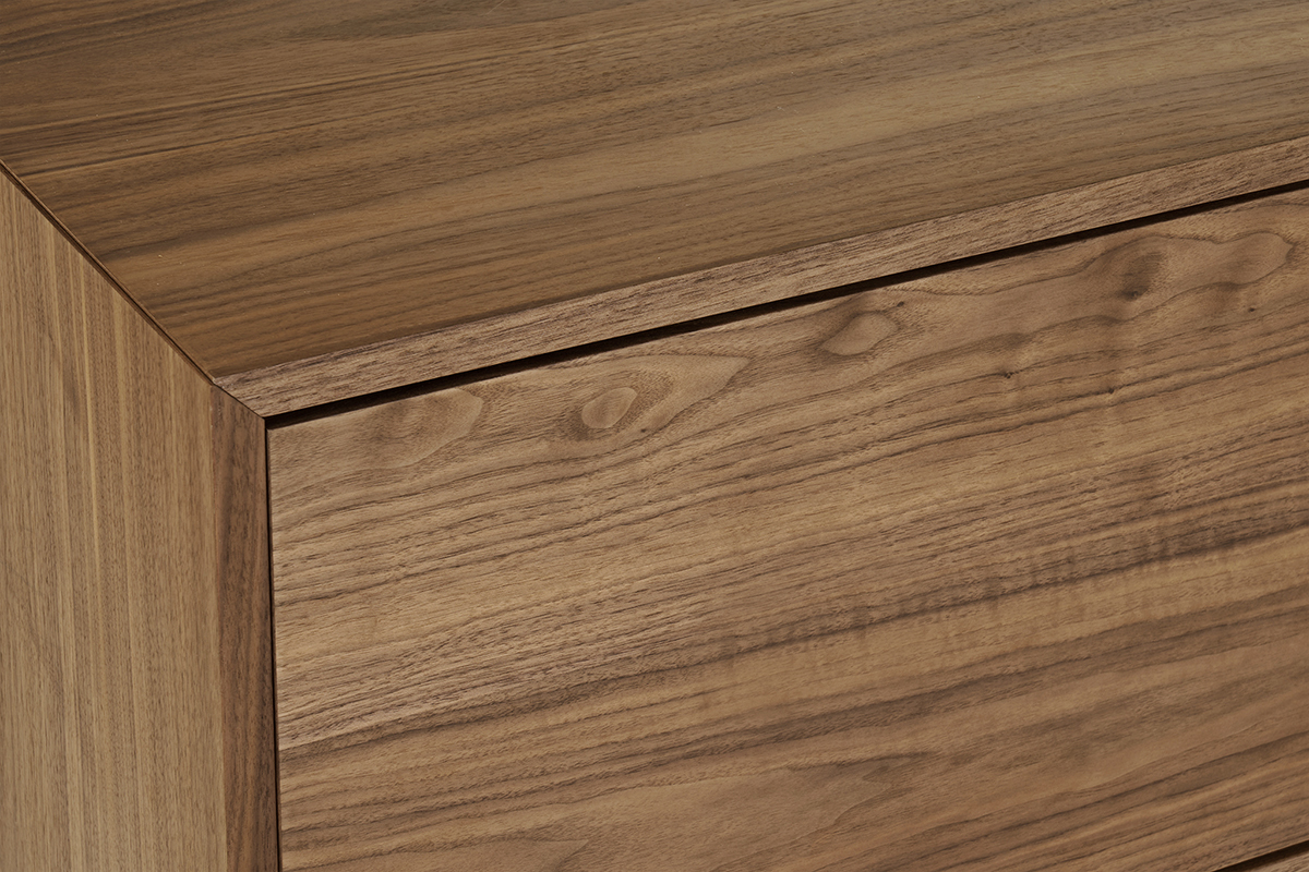 Meuble TV vintage bois fonc noyer et mtal noir L200 cm MANNY