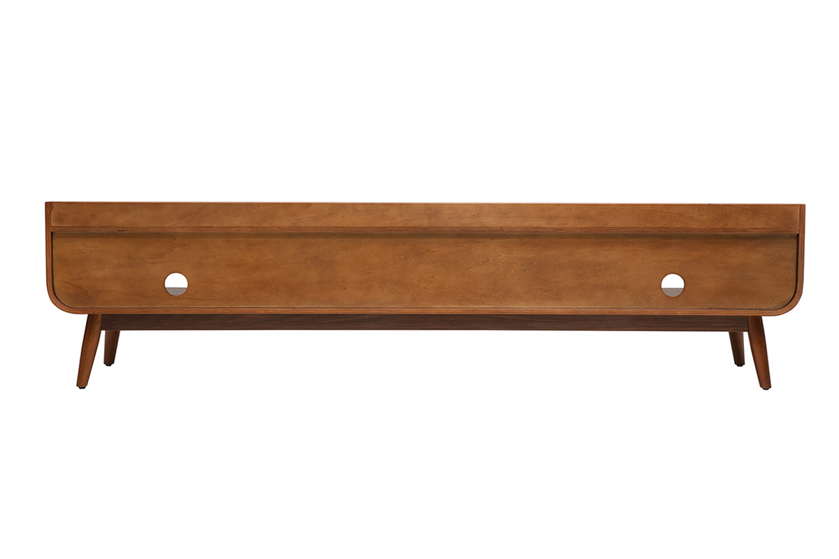 Meuble TV vintage bois fonc� noyer L200 cm HALLEN