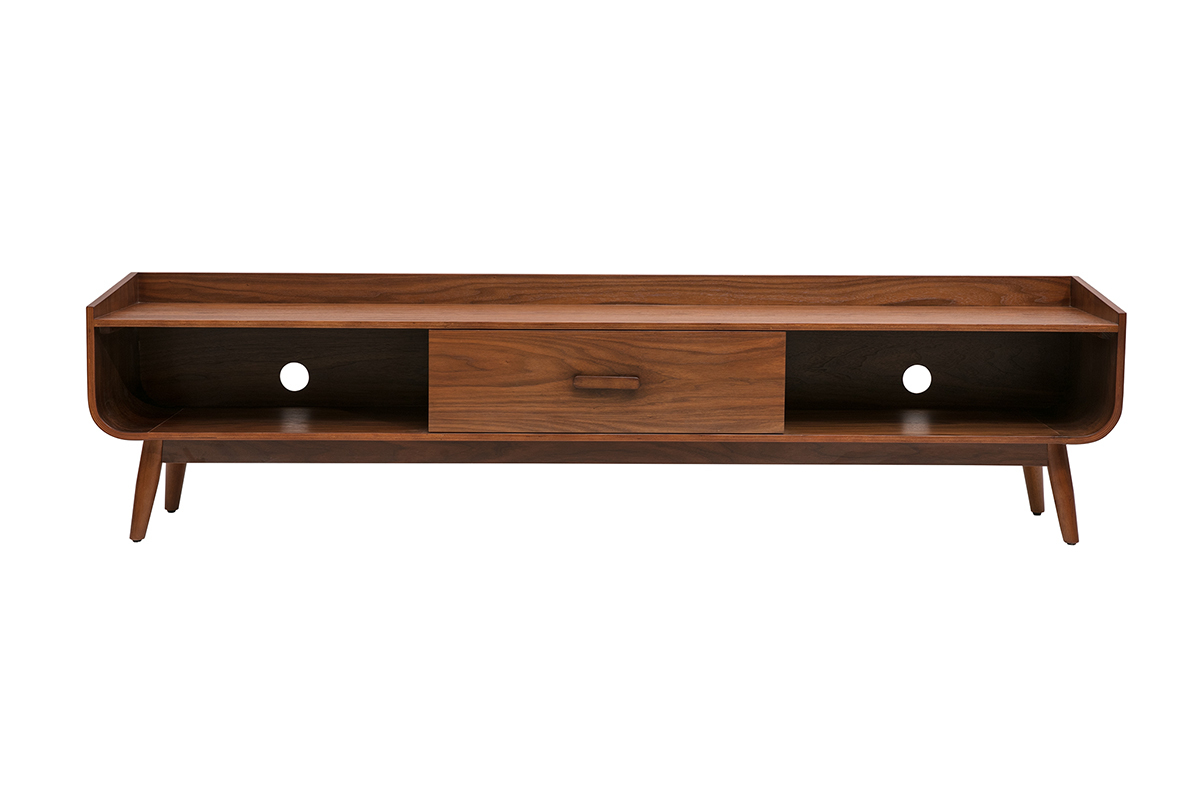 Meuble TV vintage bois fonc� noyer L200 cm HALLEN