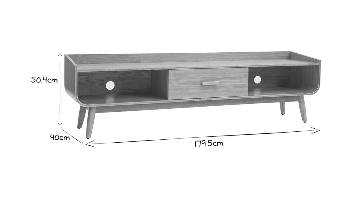 Meuble TV vintage bois noyer 180 cm HALLEN