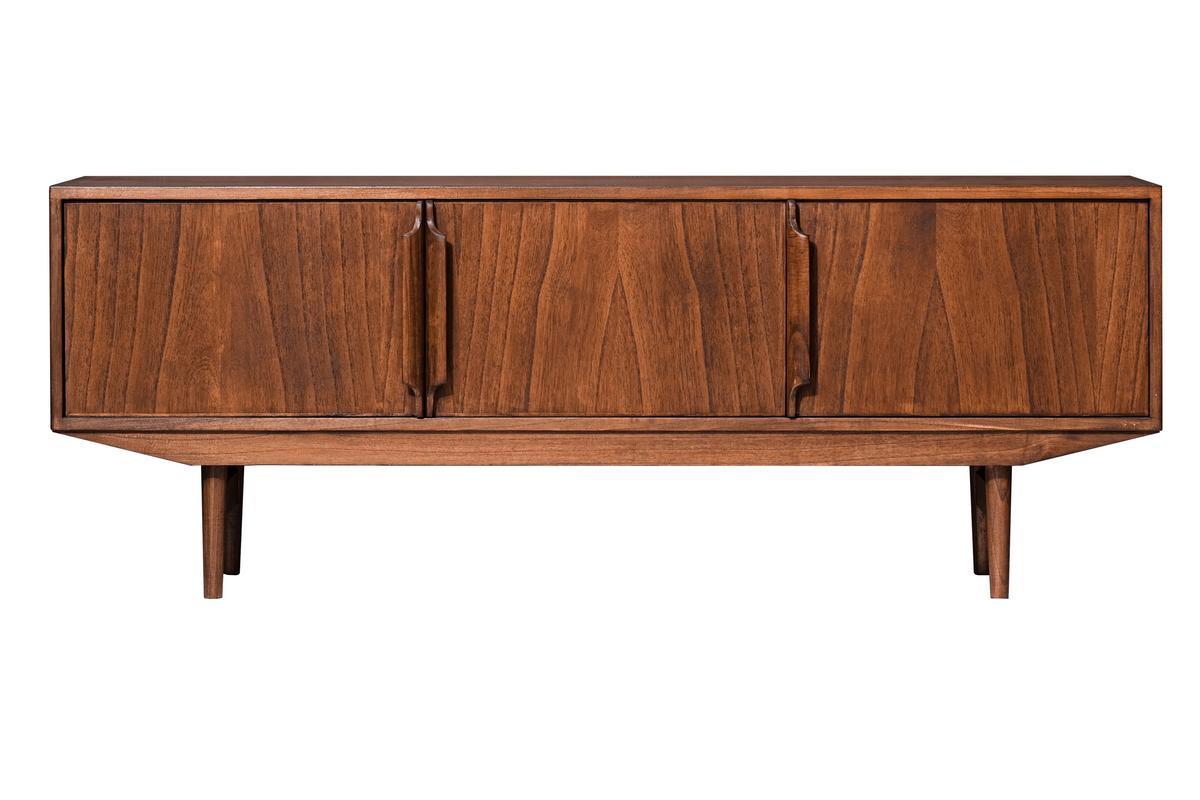 Meuble TV vintage en bois fonc 3 portes L160 cm SEVEN