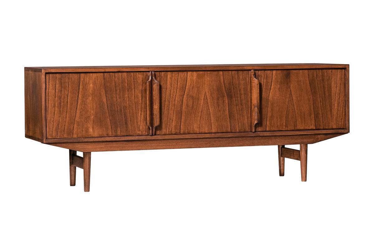 Meuble TV vintage en bois fonc 3 portes L160 cm SEVEN
