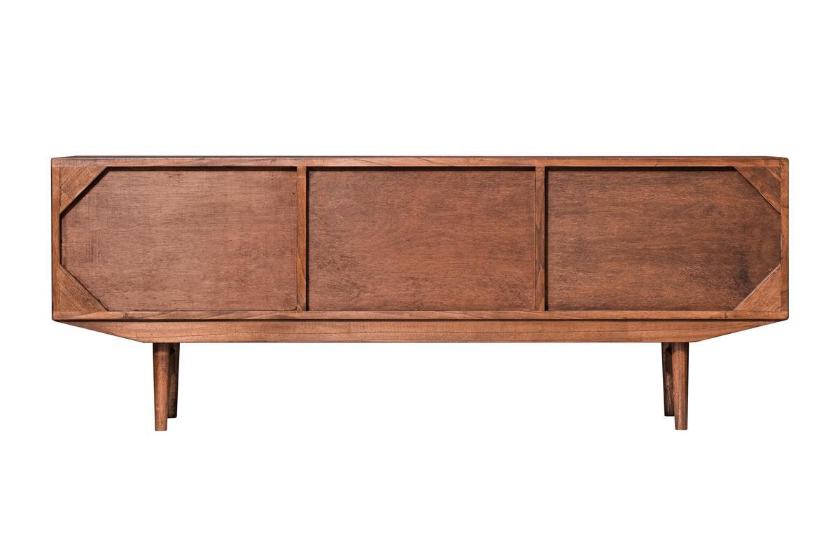 Meuble TV vintage en bois fonc 3 portes L160 cm SEVEN