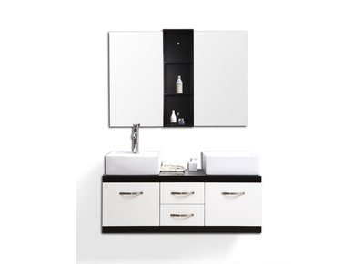 Meubles de salle de bain : double vasque, meuble sous vasque et miroirs DOHAN