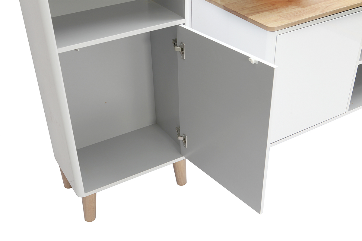 Meubles de salle de bains avec colonne et miroir blanc et bois (sans vasque) LATA