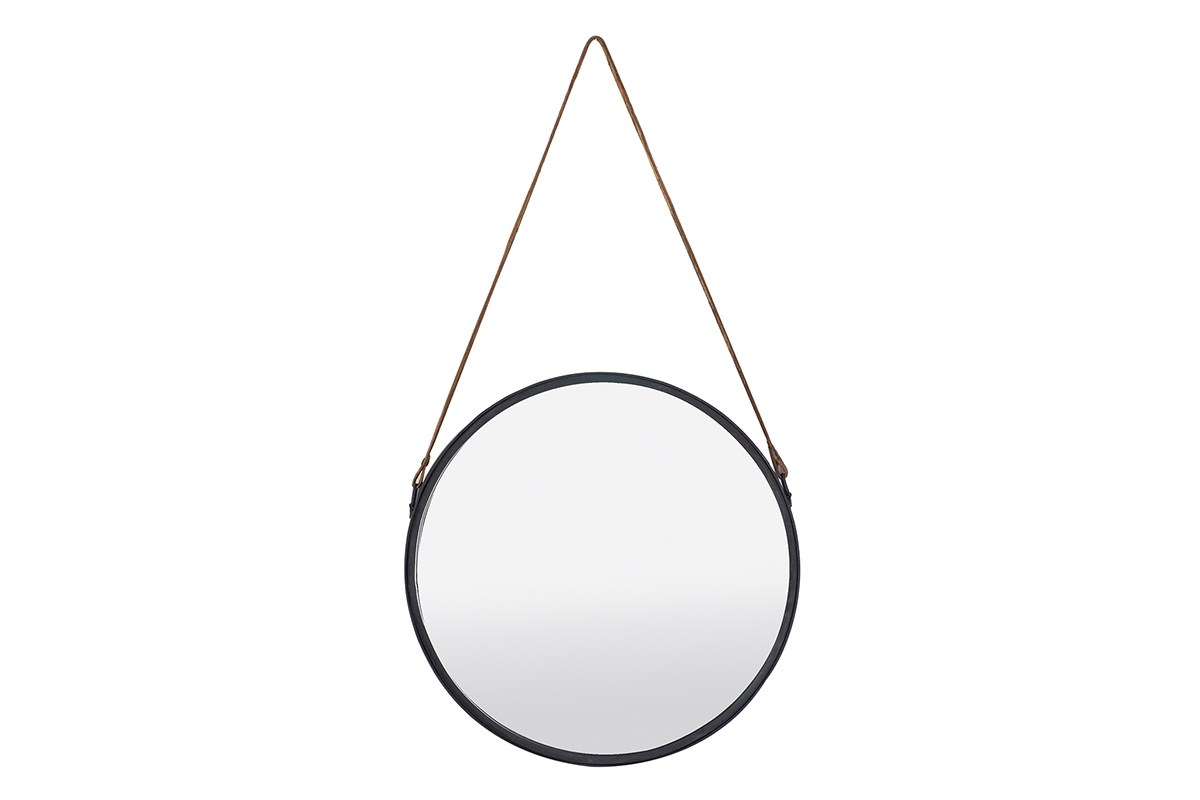 Miroir rond design mtal noir 40cm KARL