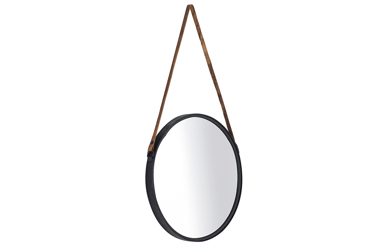 Miroir rond design mtal noir 40cm KARL