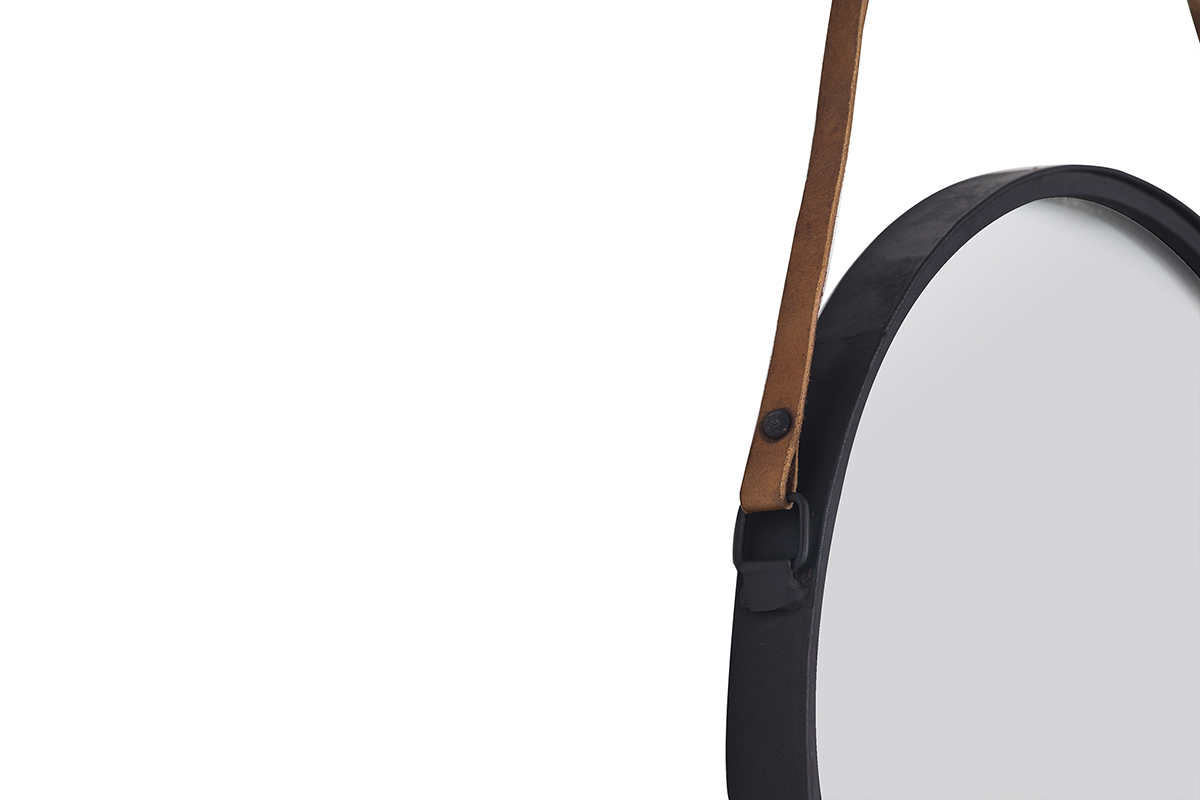 Miroir rond design mtal noir 40cm KARL