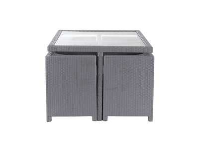 Mobilier de jardin r&eacute;sine tress&eacute;e table et chaises gris GRECQUES