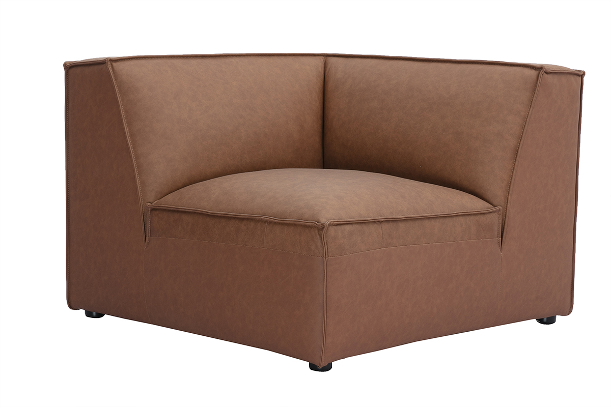 Module d'angle central pour canap en cuir marron SPLIT