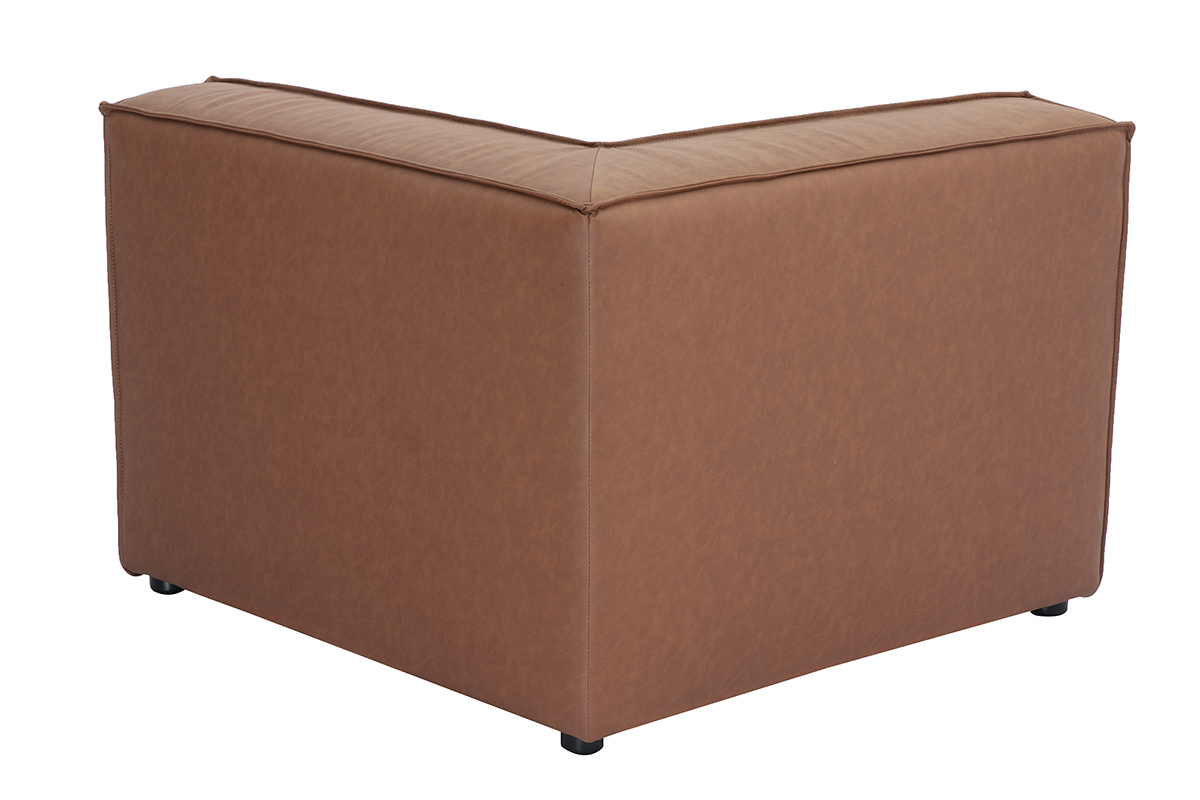 Module d'angle central pour canap en cuir marron SPLIT