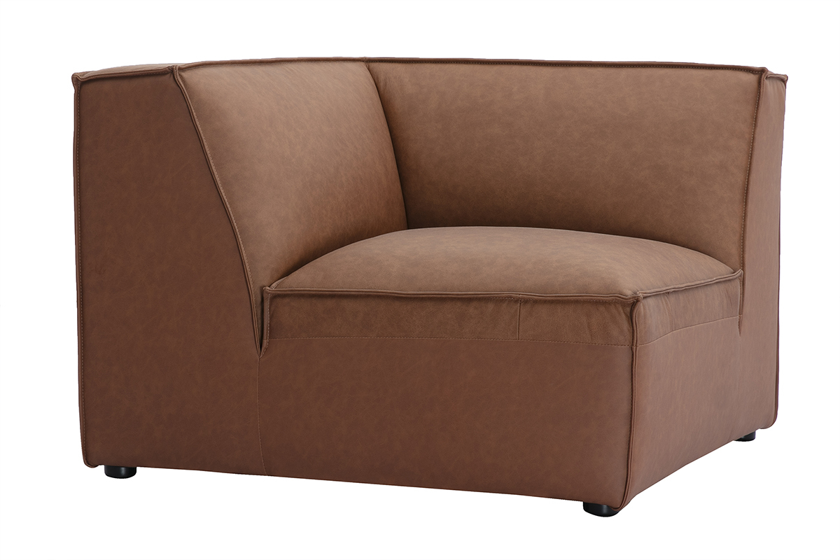 Module d'angle central pour canap en cuir marron SPLIT