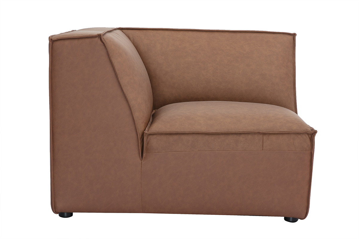 Module d'angle central pour canap en cuir marron SPLIT