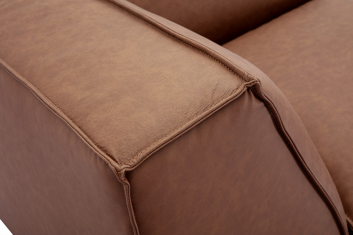 Module d'angle central pour canap en cuir marron SPLIT