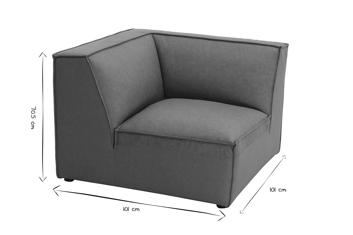 Module d'angle central pour canap en cuir marron SPLIT