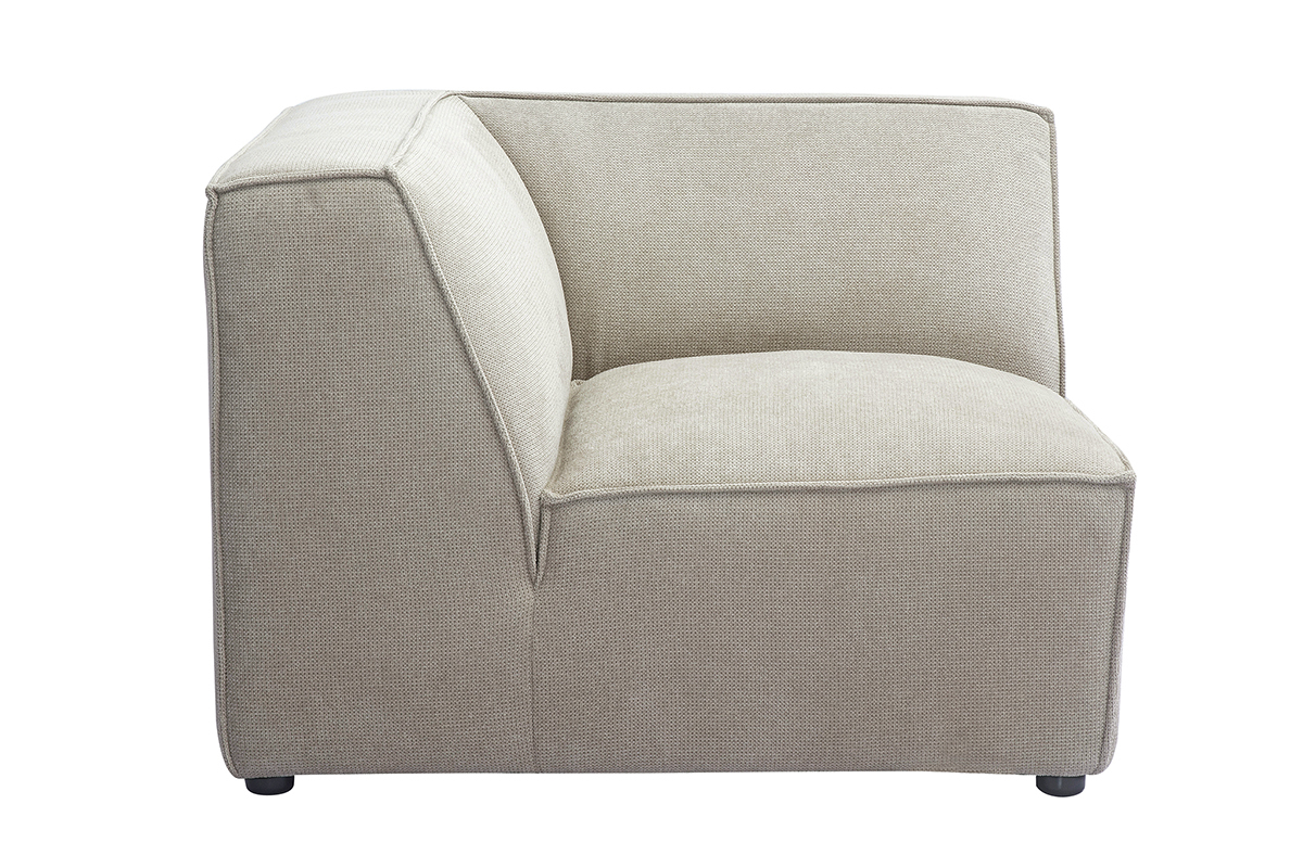 Module d'angle central pour canap en tissu effet velours textur beige SPLIT
