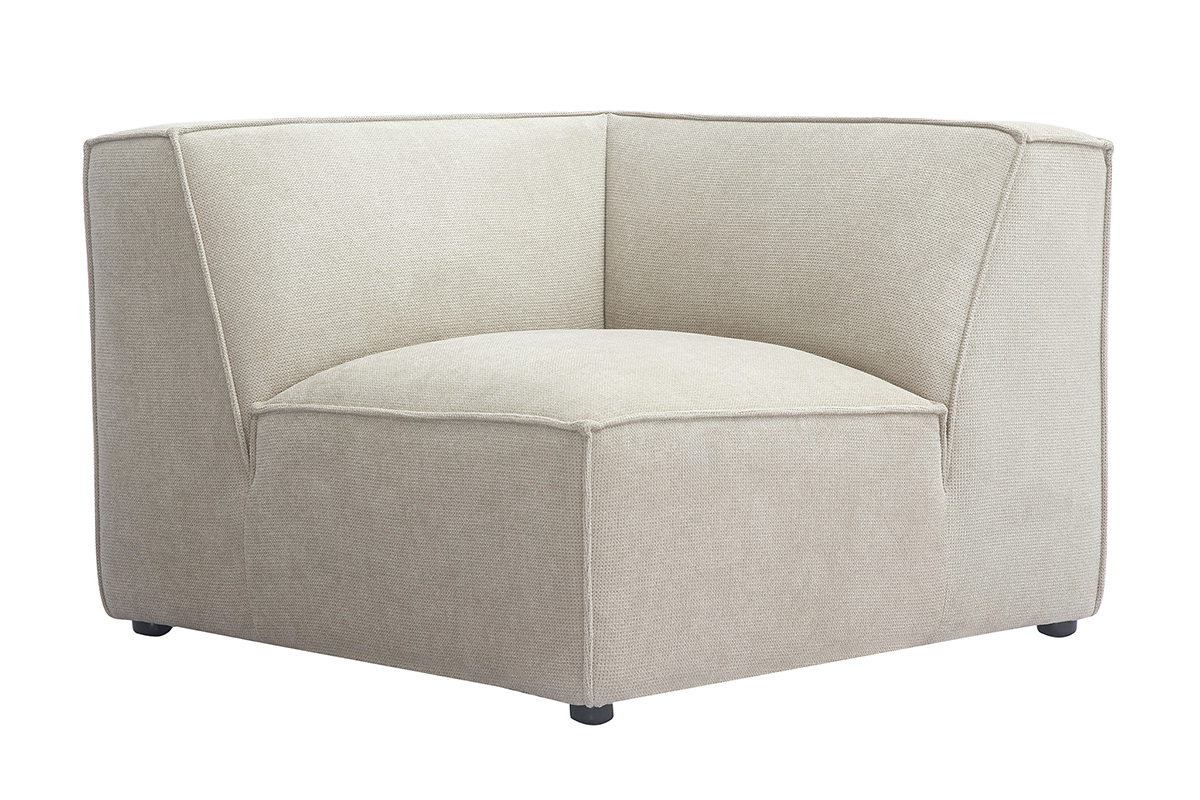 Module d'angle central pour canap en tissu effet velours textur beige SPLIT