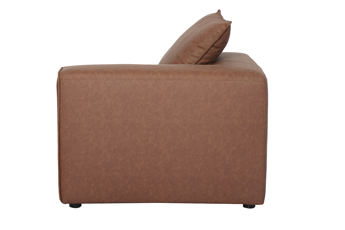 Module d'angle droit pour canap� en cuir marron FERGUS