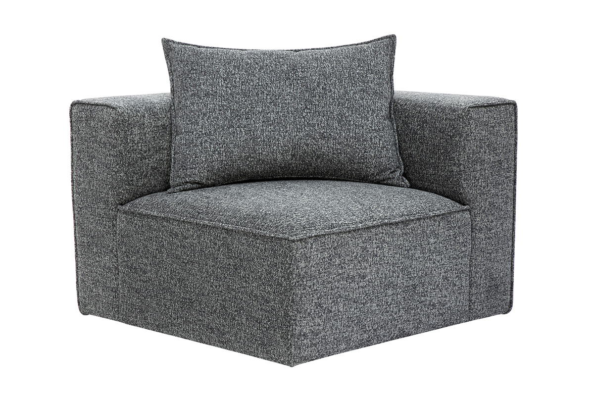 Module d'angle droit pour canap en tissu chin gris fonc KERRY