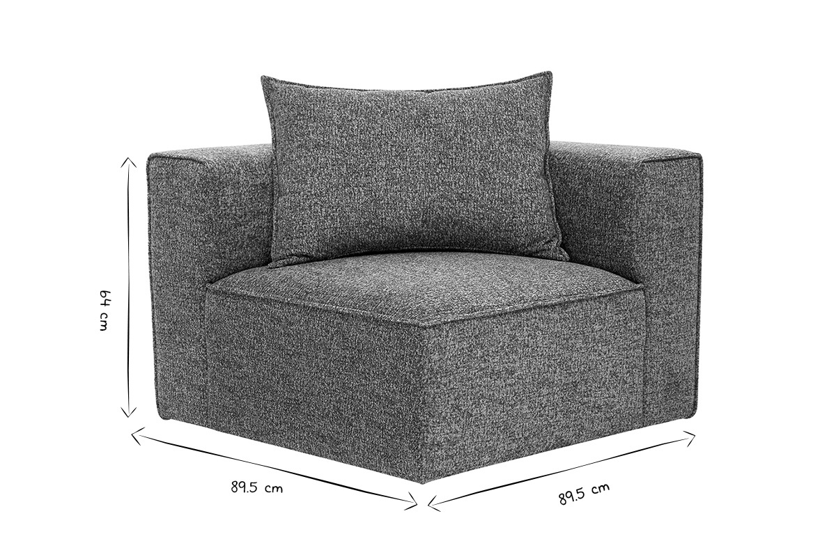 Module d'angle droit pour canap en tissu chin gris fonc KERRY