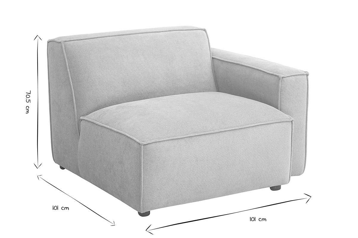 Module d'angle droit pour canap en tissu effet velours textur beige SPLIT
