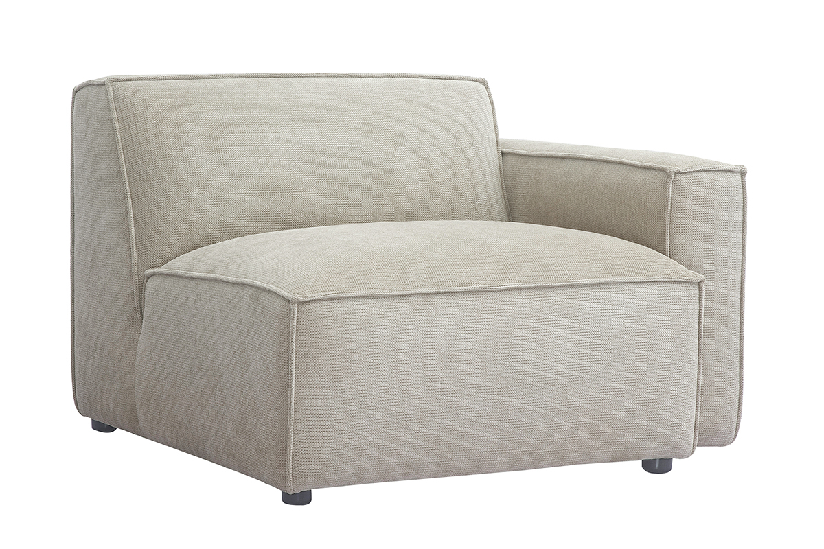 Module d'angle droit pour canap en tissu effet velours textur beige SPLIT
