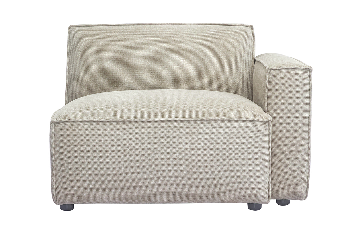 Module d'angle droit pour canap en tissu effet velours textur beige SPLIT