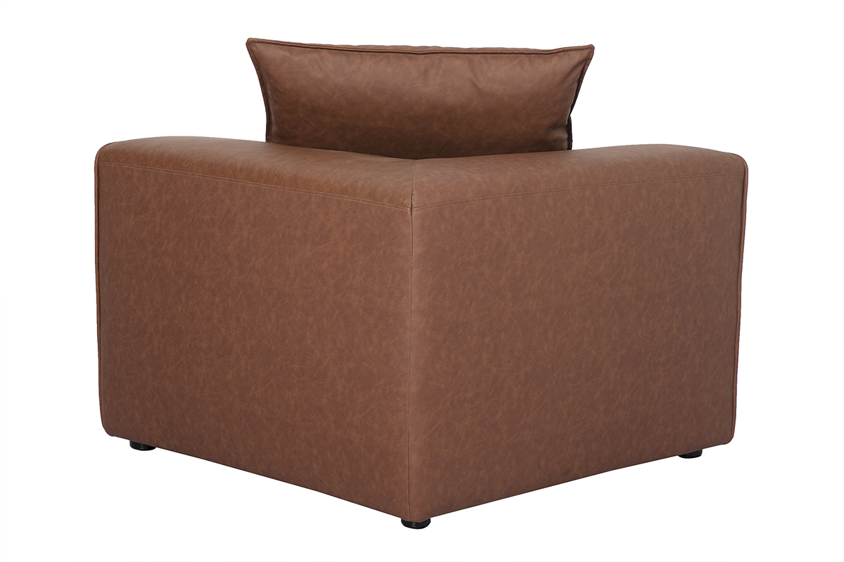 Module d'angle gauche pour canap� en cuir marron FERGUS
