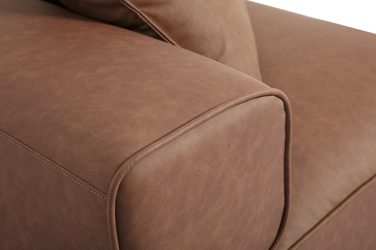 Module d'angle gauche pour canap� en cuir marron FERGUS