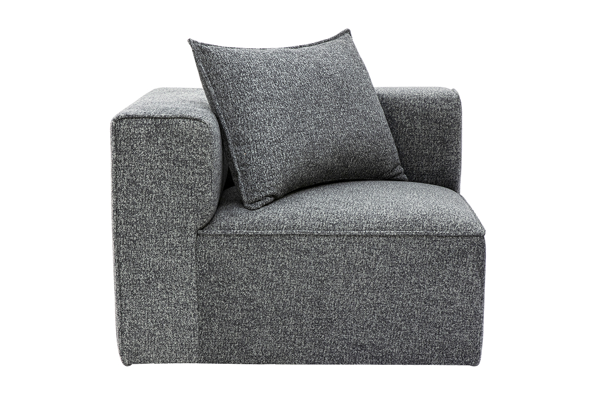 Module d'angle gauche pour canap en tissu chin gris fonc KERRY