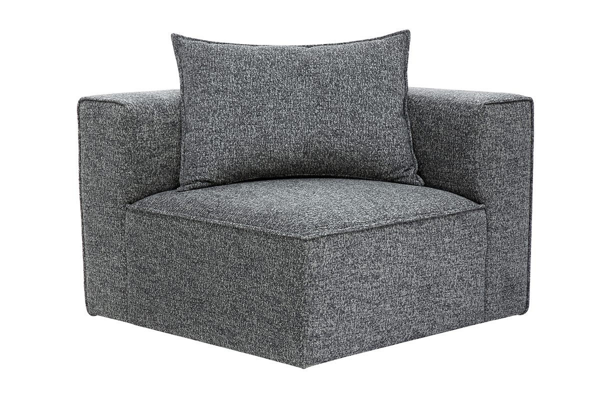 Module d'angle gauche pour canap en tissu chin gris fonc KERRY