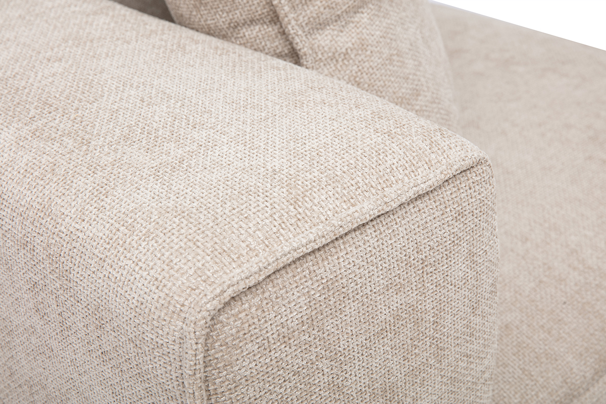 Module d'angle gauche pour canap� en tissu effet velours textur� beige KERRY
