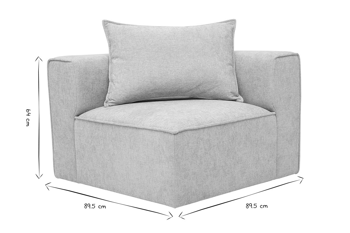 Module d'angle gauche pour canap� en tissu effet velours textur� beige KERRY