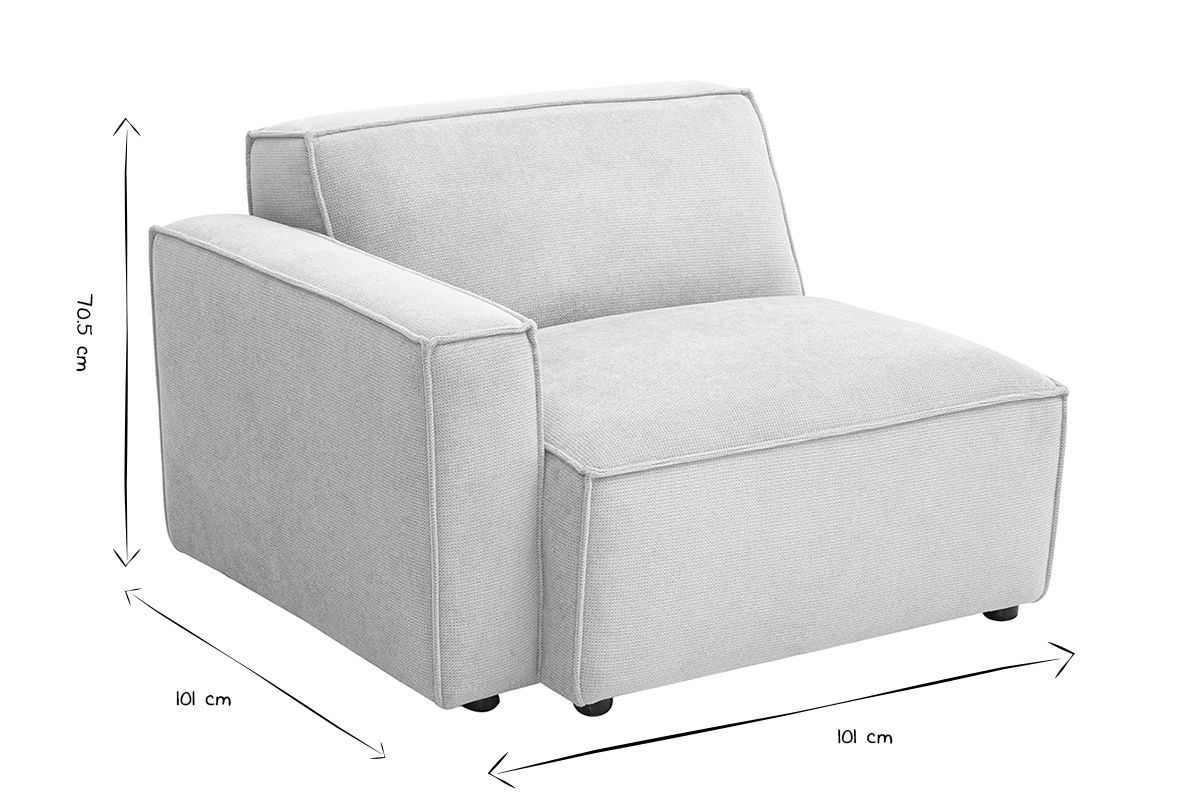 Module d'angle gauche pour canap en tissu effet velours textur beige SPLIT
