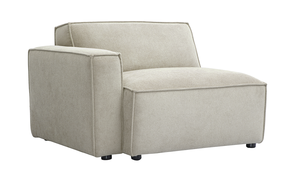 Module d'angle gauche pour canap en tissu effet velours textur beige SPLIT