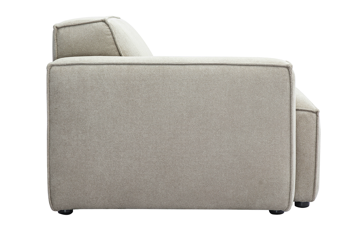 Module d'angle gauche pour canap en tissu effet velours textur beige SPLIT