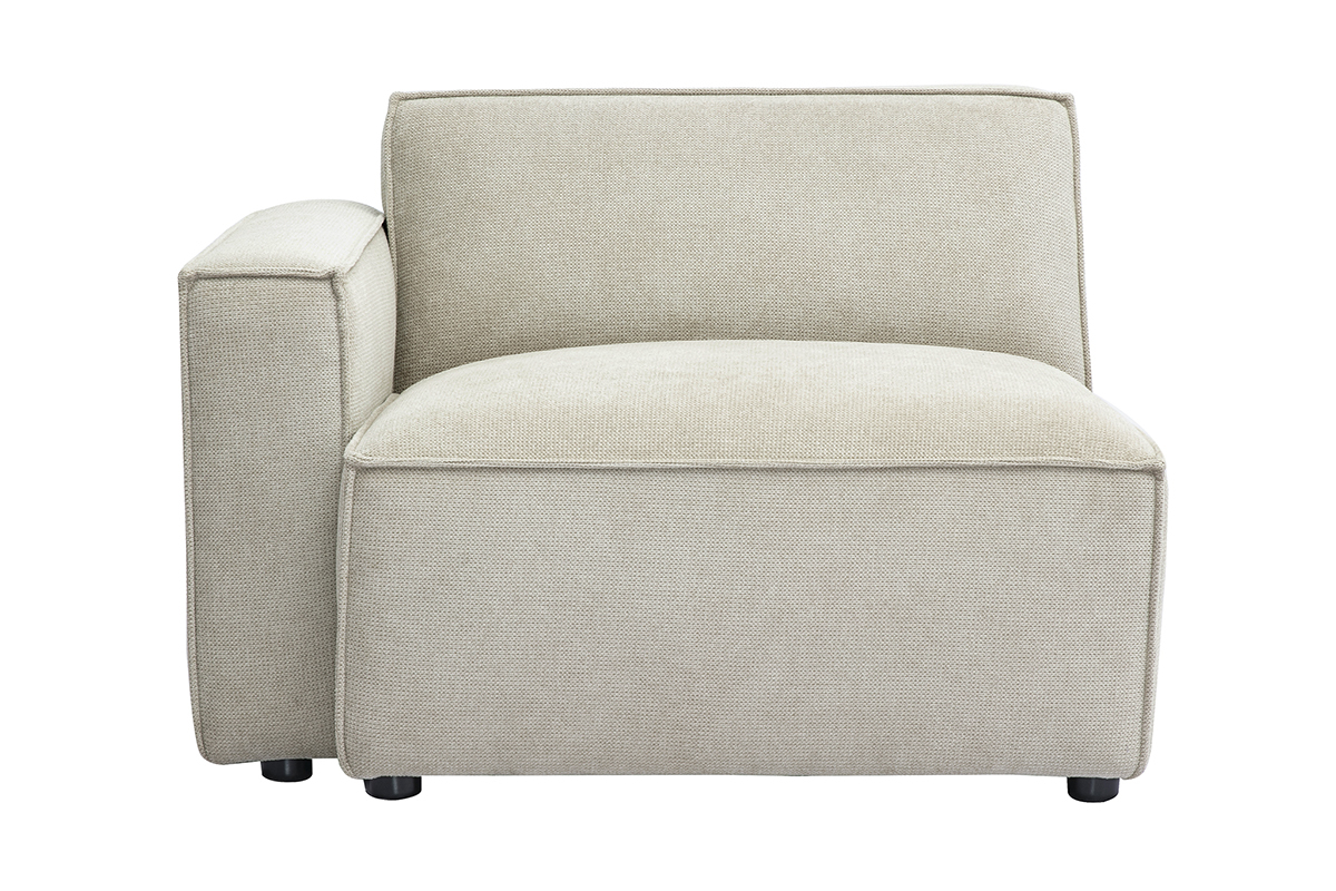 Module d'angle gauche pour canap en tissu effet velours textur beige SPLIT