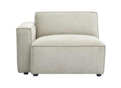 Module d'angle gauche pour canapé en tissu effet velours texturé beige SPLIT