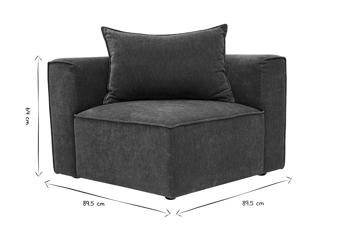 Module d'angle gauche pour canap� en tissu effet velours vert kaki KERRY