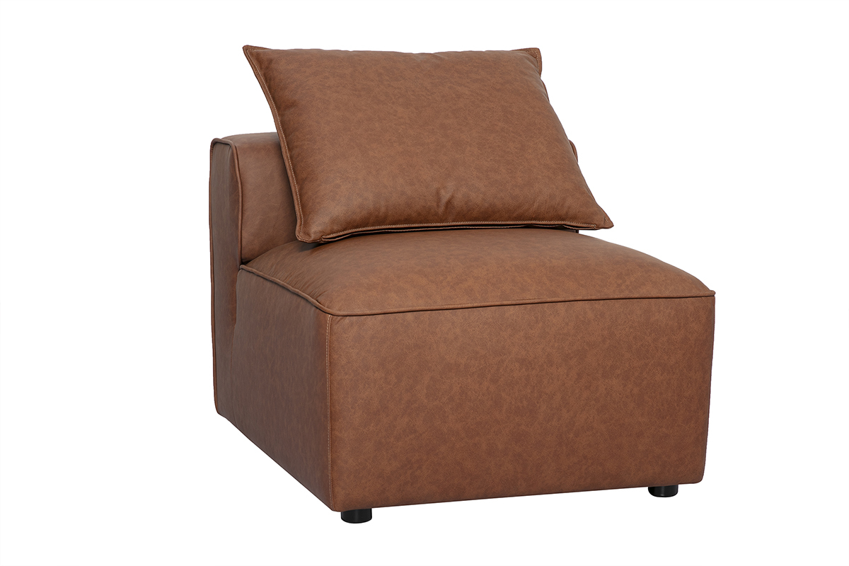 Module droit pour canap� en cuir marron FERGUS