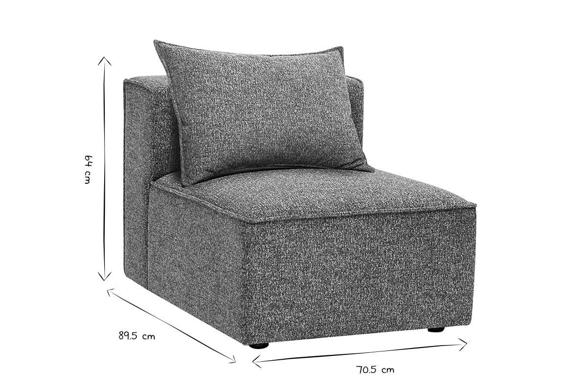 Module droit pour canap en tissu chin gris fonc KERRY